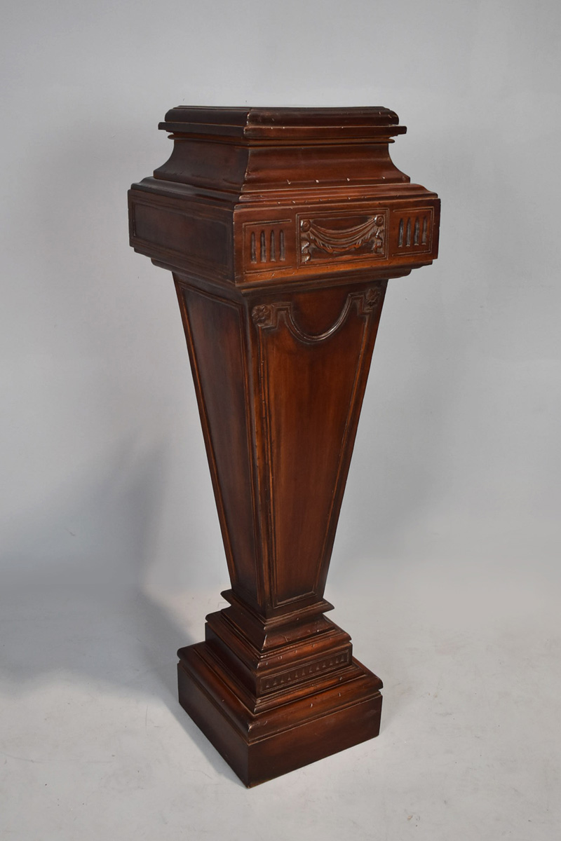 Mahogany Carved & Decorative Pedestal The Classic Prop Hire Company
