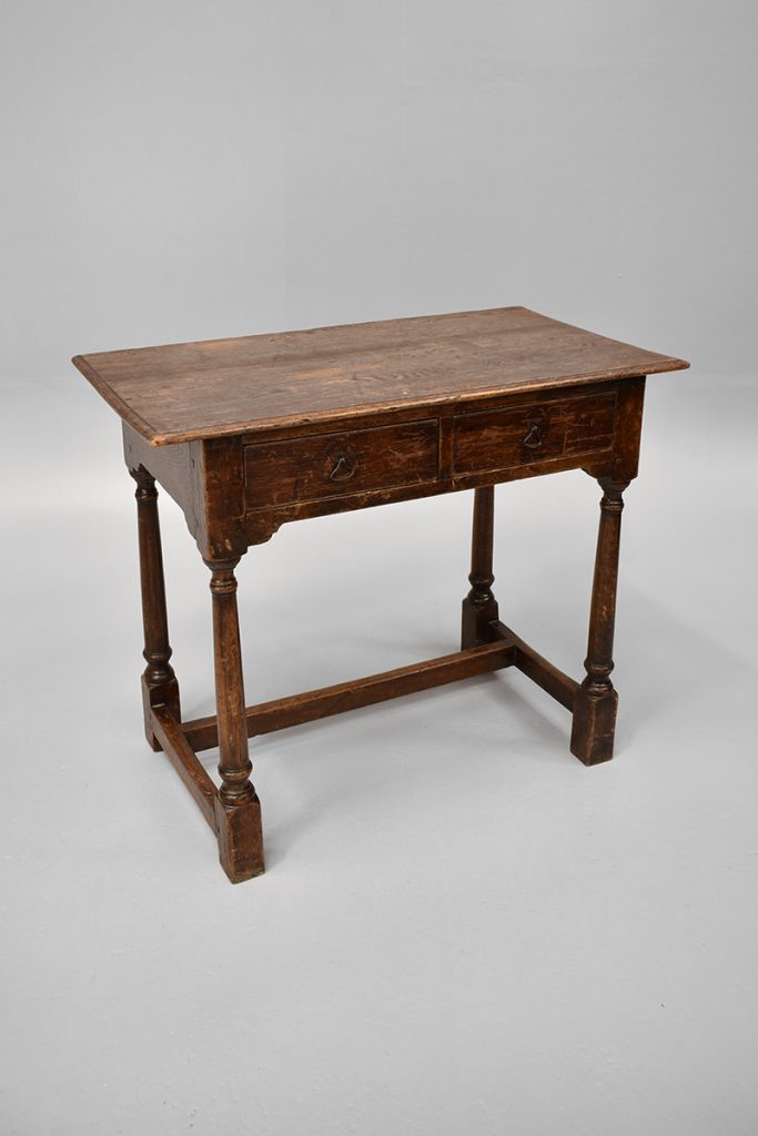 Dark Oak Side Table With 2 Drawers & Turned Legs The Classic Prop