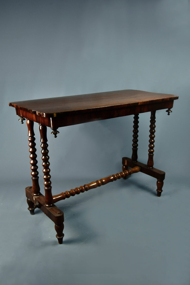 Victorian Rosewood Side Table With Barley Twist Legs & Central