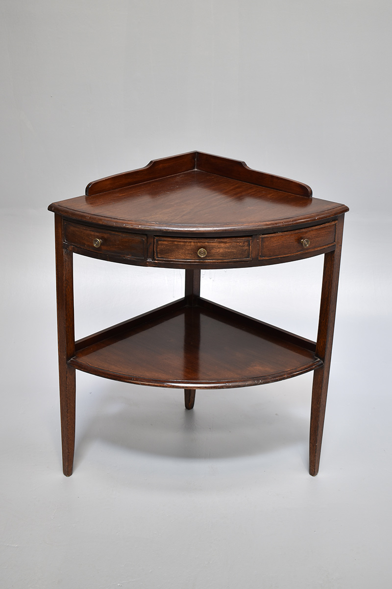 Mahogany Corner Side Table With 3 Drawers & Bottom Shelf The Classic