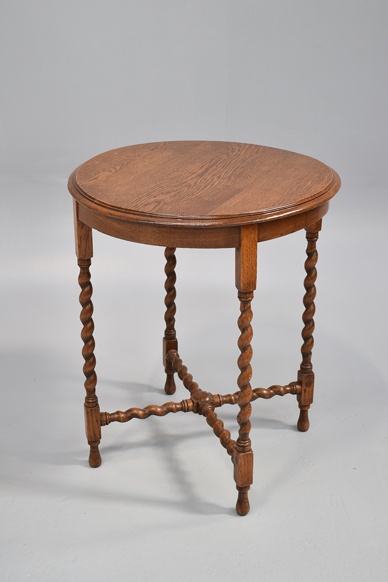 Oak Circular Occasional Side Table With Barley Twist Legs The Classic
