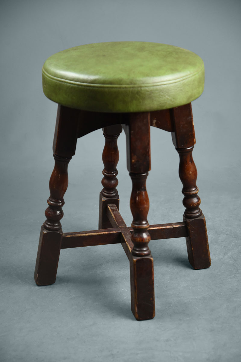 Oak Low Bar Stool Base Only With Cross Stretcher The Classic Prop