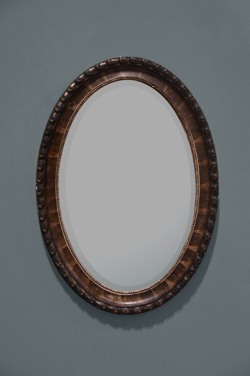 Gilt & grey Grained Carved Frame Oval Mirror The Classic Prop Hire