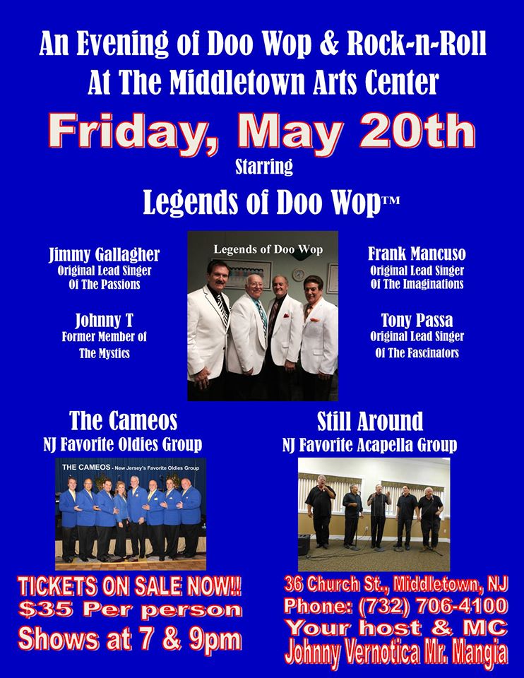 Legends of Doo Wop, Cameos and Still Around at Middletown (NJ) Arts