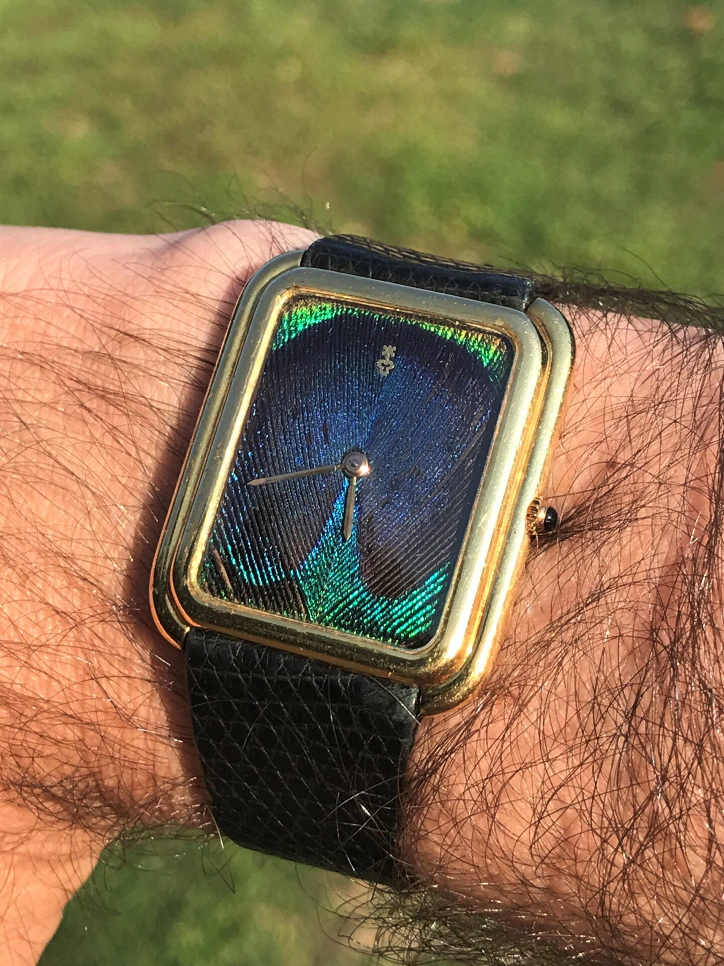 **SOLD**Corum Vintage Peacock Feather Dial Tank ref 27118 JUMBO size