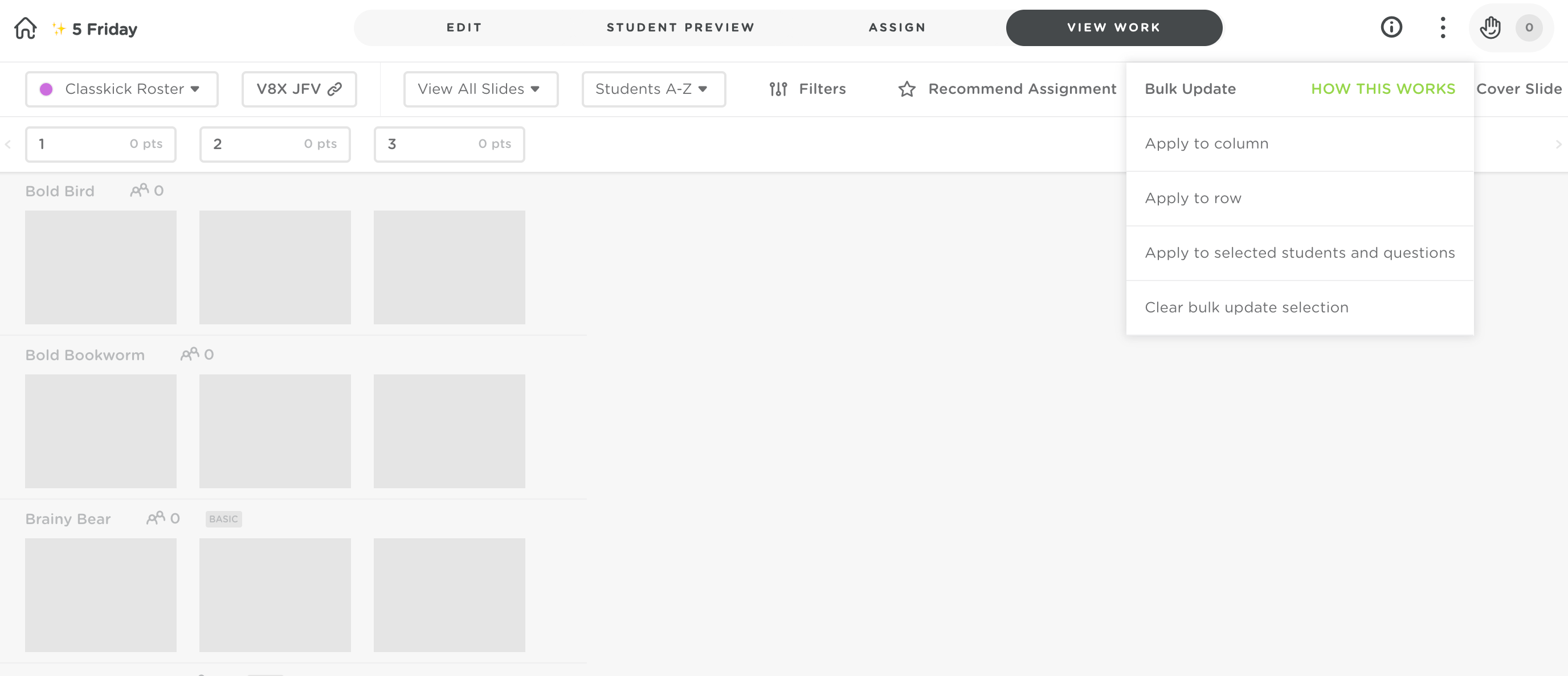 Bulk Update Classkick Support