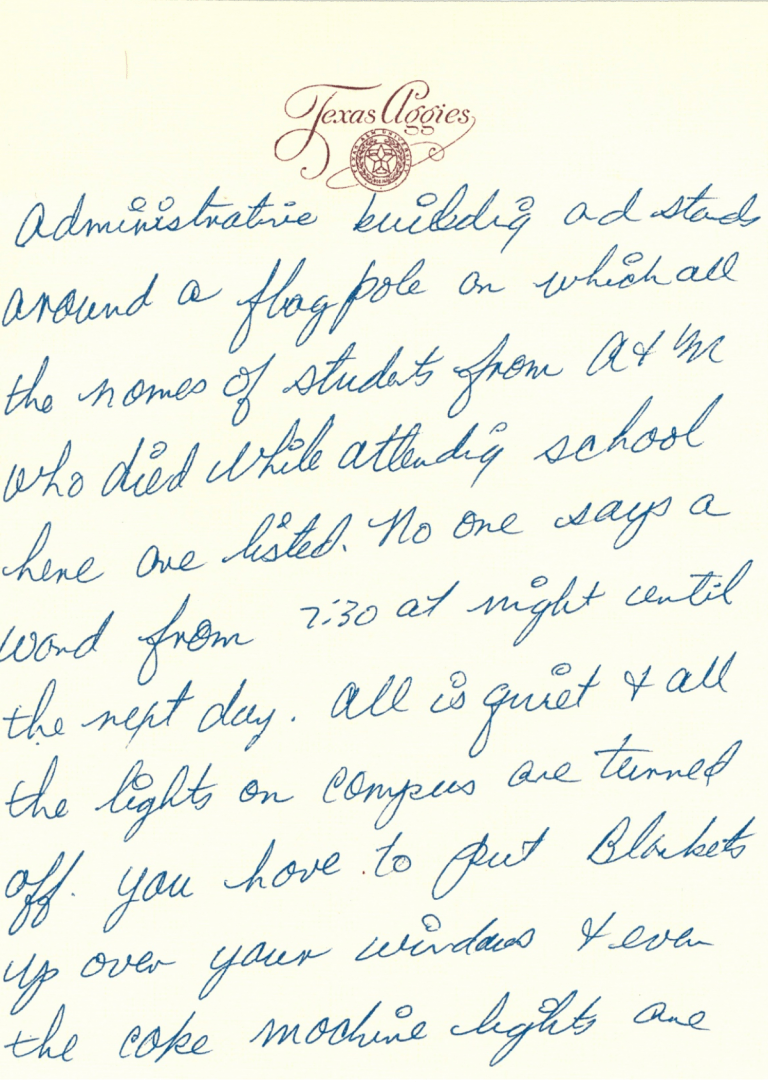 Donald Coward Letter Texas A&M University Class of 1969