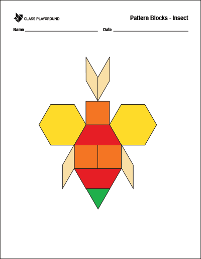 Printable Pattern Blocks Insect - Class Playground