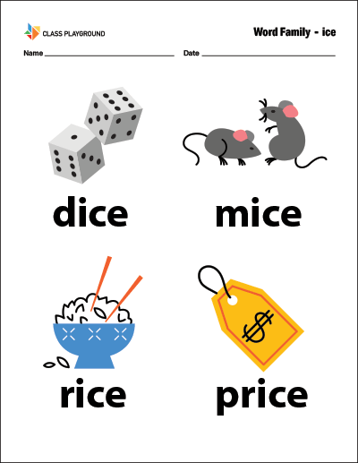 Word Family ICE - Class Playground