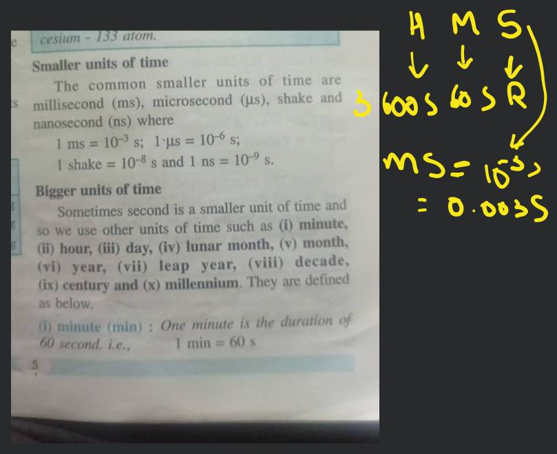 cesium 133 atom.Smaller units of timeThe common smaller units of time..