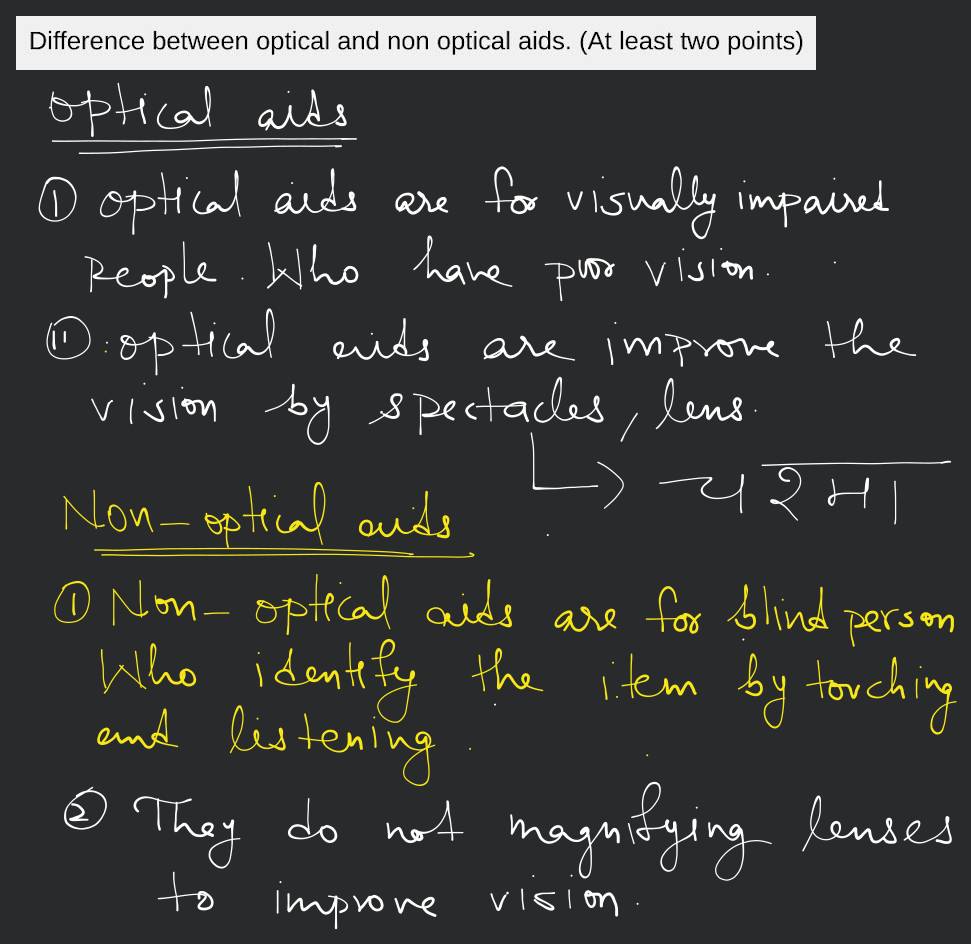 Difference between Optical and Non optical aids Filo