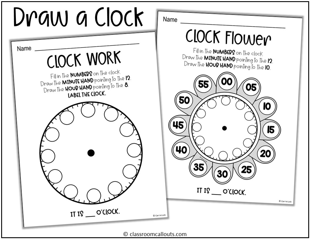 First Grade Math Practice Telling Time to the Hour and Half Hour