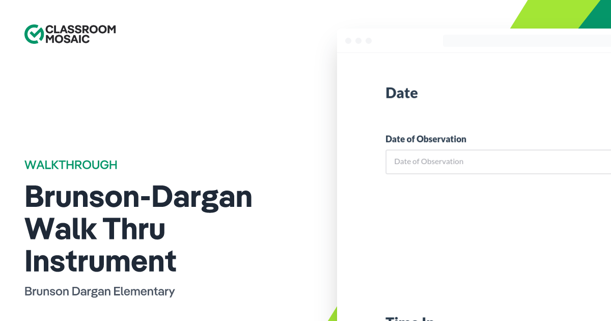 BrunsonDargan Walk Thru Instrument Teacher Observation Form