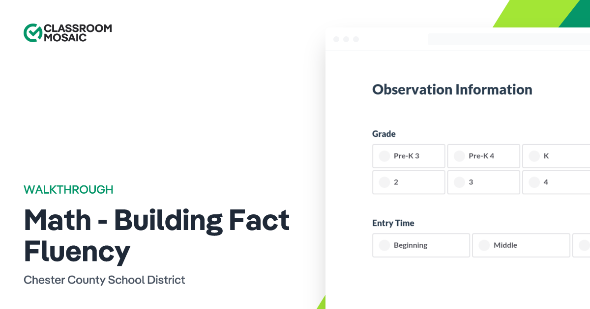 Math Building Fact Fluency Teacher Observation Form