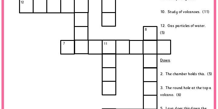 Volcanoes Crossword Classroom Secrets