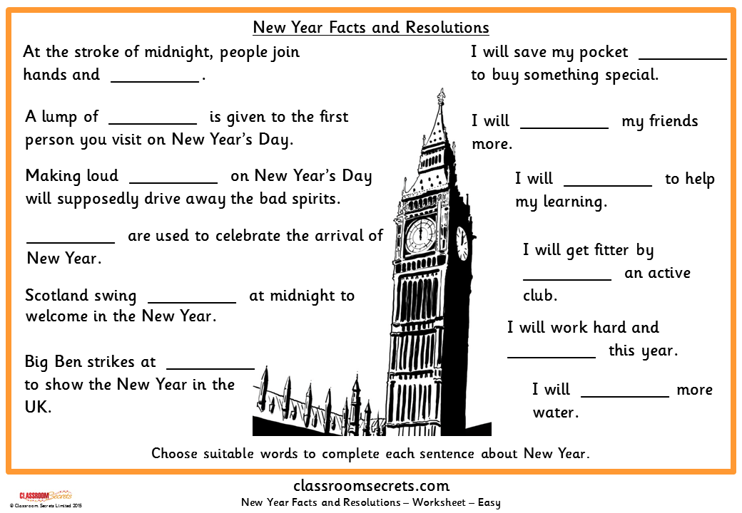 New Year Facts and Resolutions Classroom Secrets
