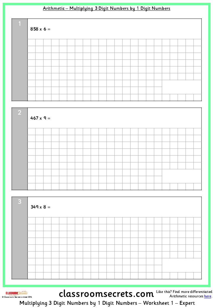 Multiplying 3 Digits by 1 Digit KS2 Arithmetic Test Practice