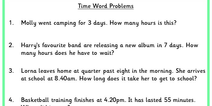 Time Word Problems Classroom Secrets