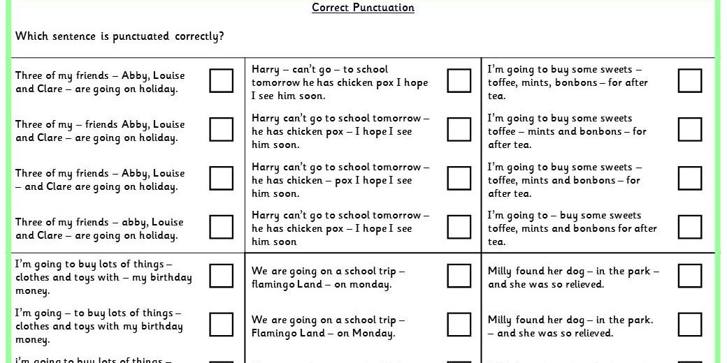 Correct Punctuation KS2 SPAG Test Practice Classroom Secrets
