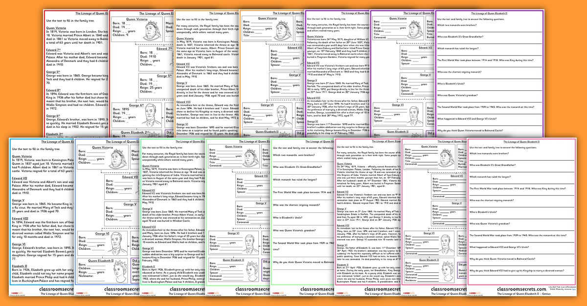 Queen Elizabeth II Lineage Classroom Secrets