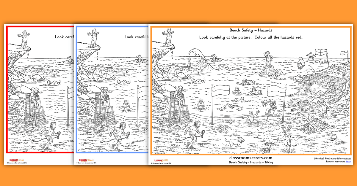 Identifying Hazards Beach Safety Worksheet Classroom Secrets Classroom Secrets
