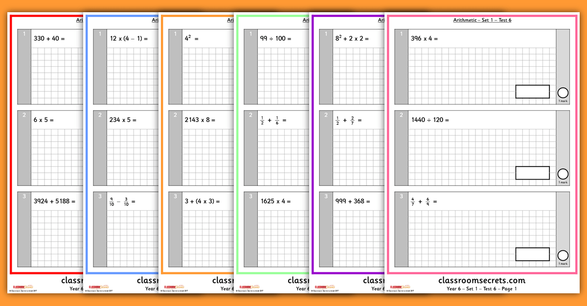 Year 6 Arithmetic Tests Autumn 1 Classroom Secrets