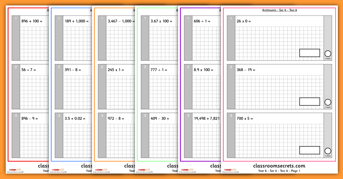 Spring 2 Arithmetic Tests for Year 6 Classroom Secrets
