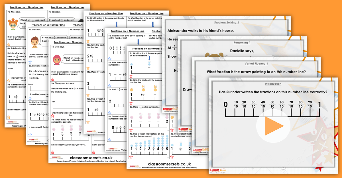 Fractions on a Number Line Year 3 Fractions Resource Pack