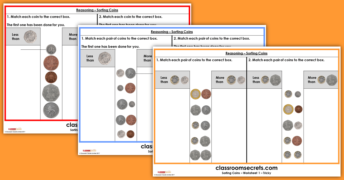 Ks1 Reasoning Sorting Coins Test Practice | Classroom Secrets