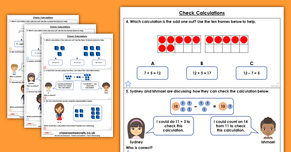 Check Calculations Homework Extension Year 2 Addition and Subtraction