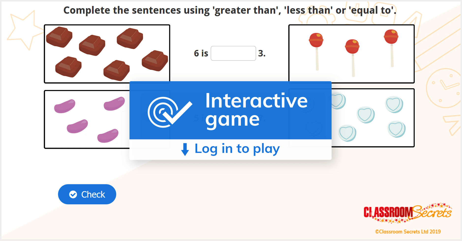 Year 1 Comparing Objects IWB Place Value Activity Classroom Secrets