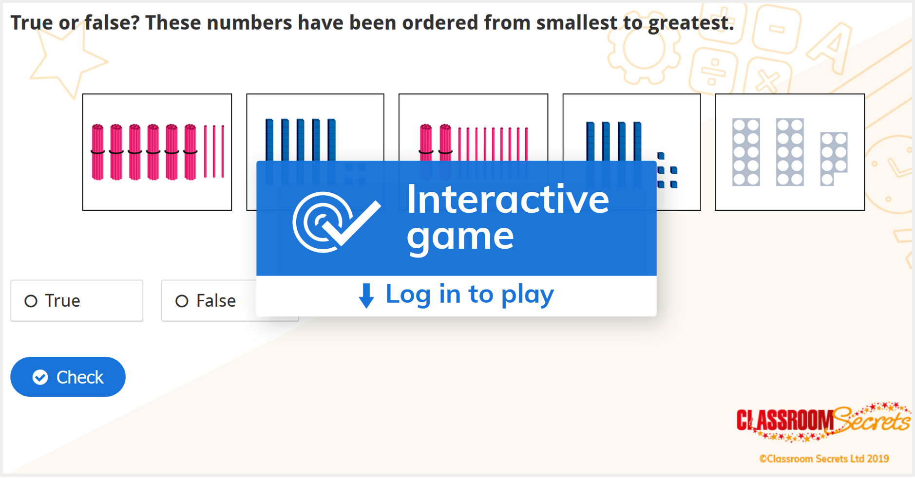 Year 2 Ordering Numbers and Objects IWB Place Value Activity