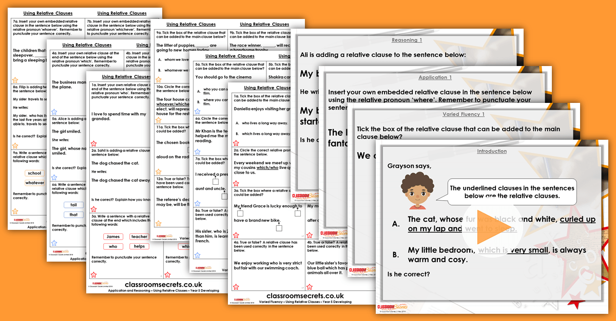 Using Relative Clauses Year 5 Relative Clauses Resource Pack
