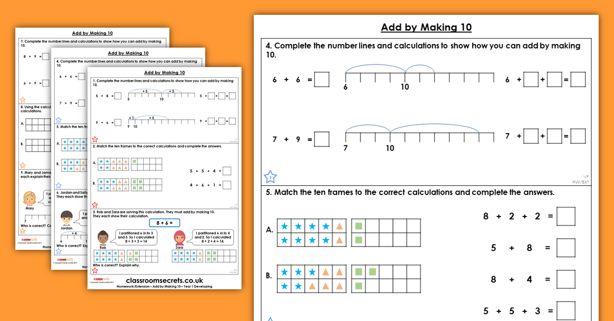Add by Making 10 Homework Extension Year 1 Addition and Subtraction