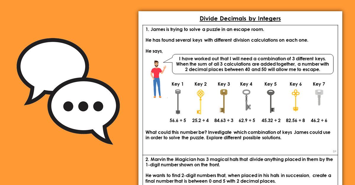 Decimals Year 6 Divide Decimals By Integers Discussion Problems | Classroom Secrets