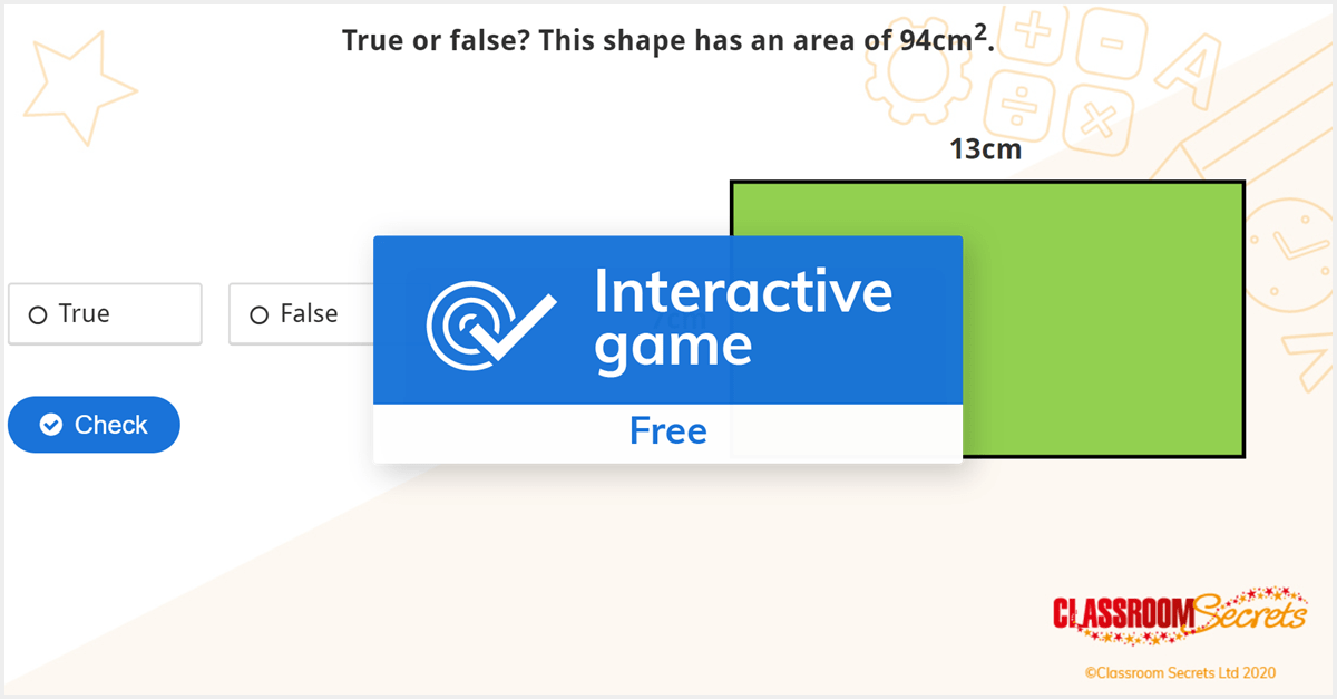 Free Year 6 Shapes Same Area IWB Perimeter, Area and Volume Activity