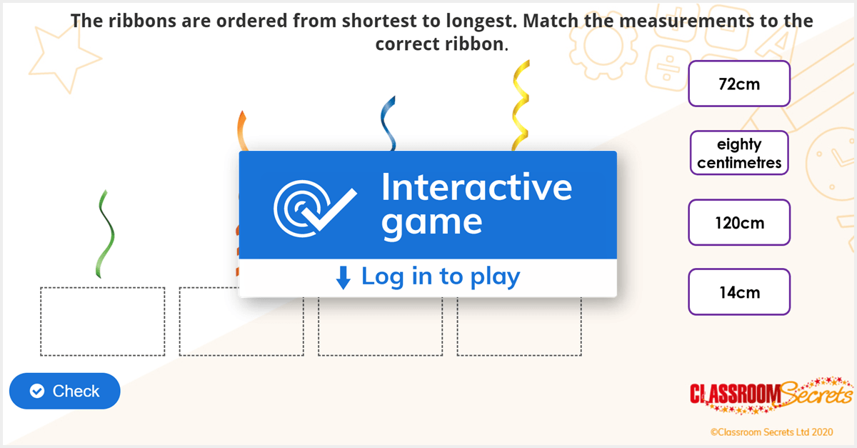Year 2 Order Lengths IWB Length and Height Activity Classroom Secrets