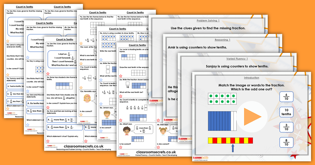 Count in Tenths Year 3 Fractions Resource Pack Classroom Secrets