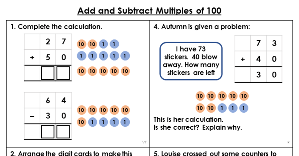 Free Year 3 Add and Subtract Multiples of 100 Lesson Classroom