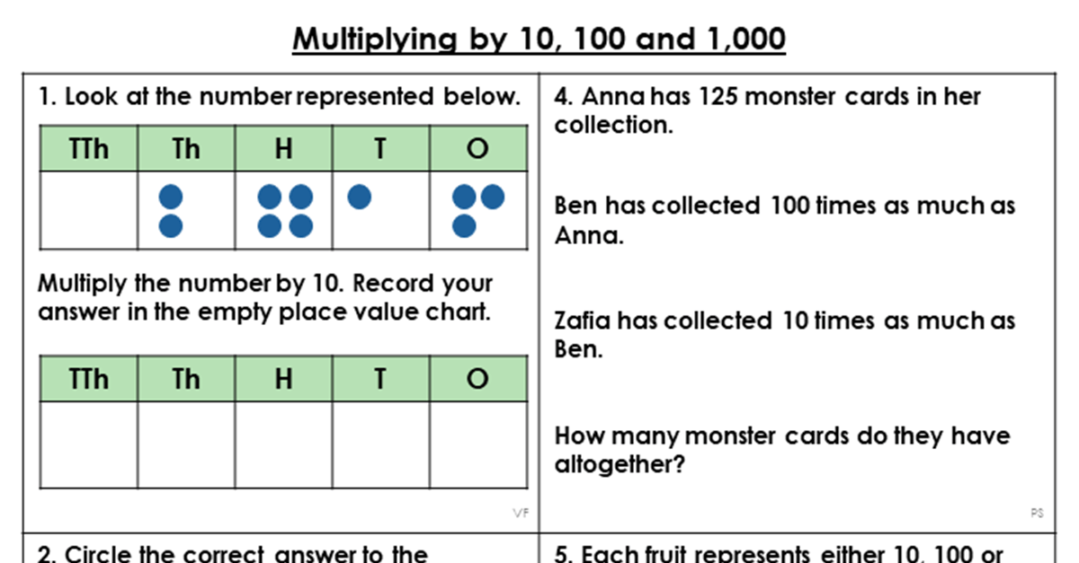Year 5 Multiplying by 10, 100 and 1,000 Lesson Classroom