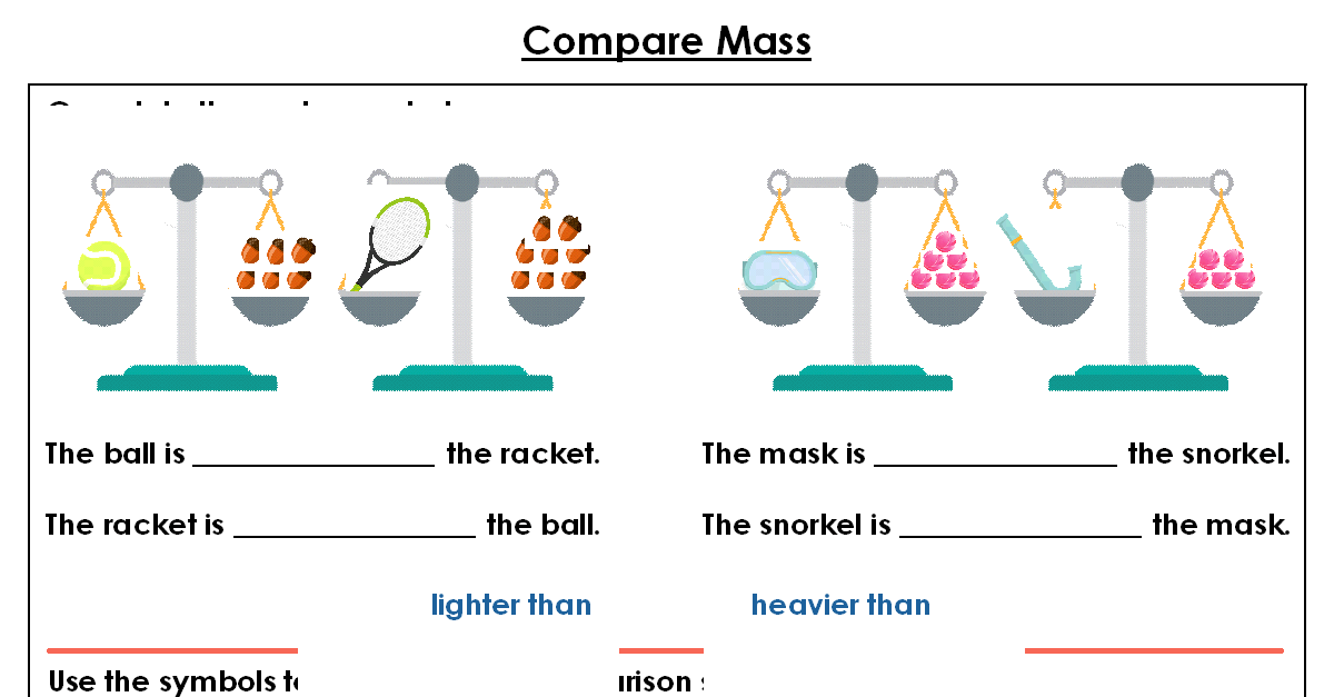 Year 1 Compare Mass Lesson Classroom Secrets Classroom Secrets