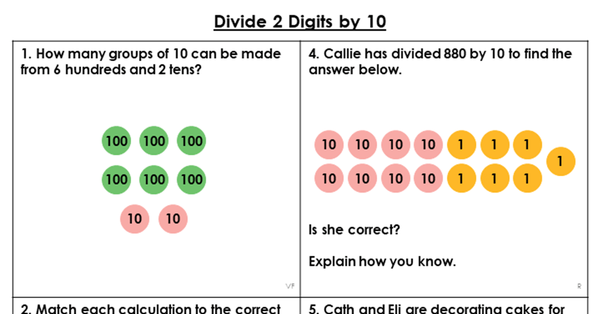 Year 4 Divide 2 Digits by 10 Lesson Classroom Secrets Classroom Secrets