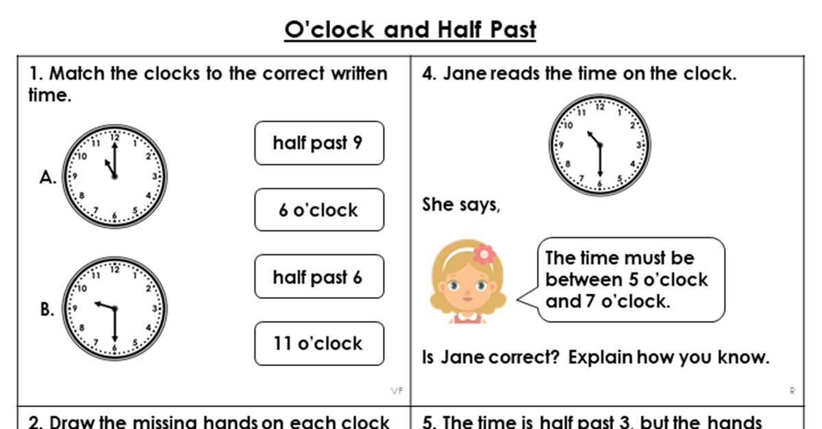 Free Year 2 O’clock and Half Past Lesson Classroom Secrets
