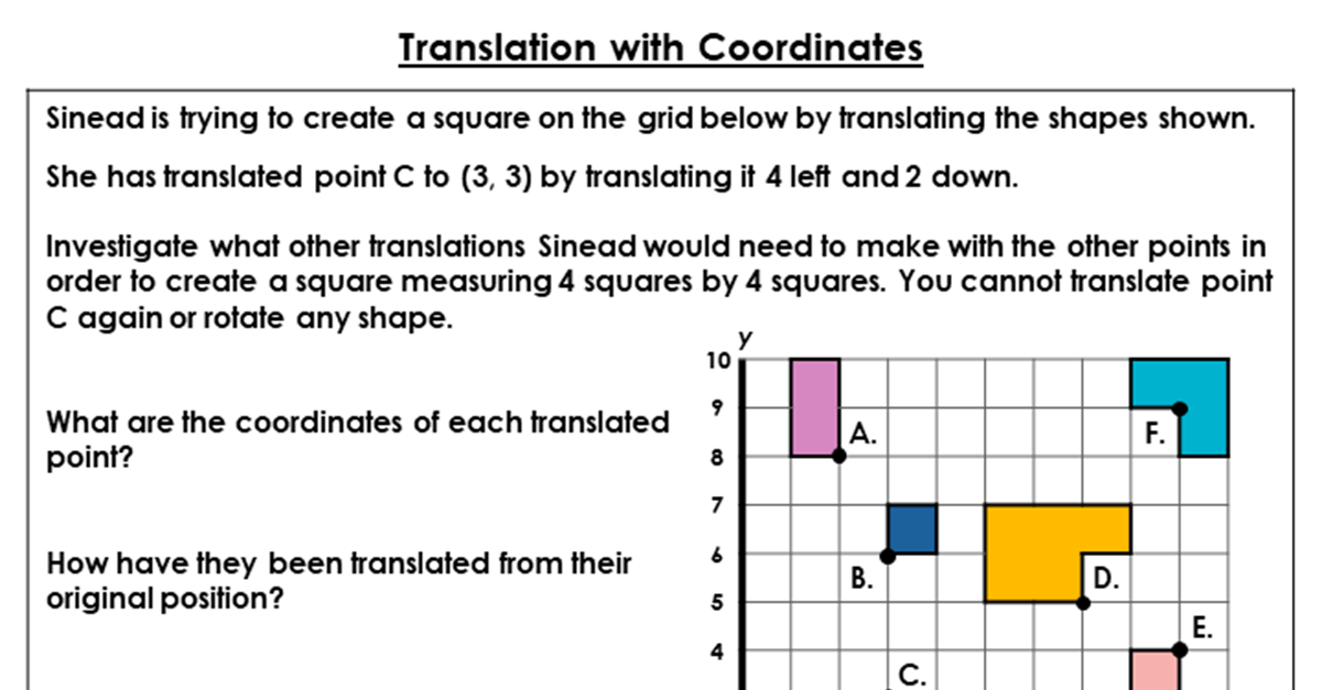 Year 5 Translation with Coordinates Lesson Classroom Secrets