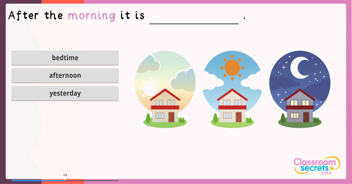 Free EYFS Using Time Language IWB Activity Classroom Secrets