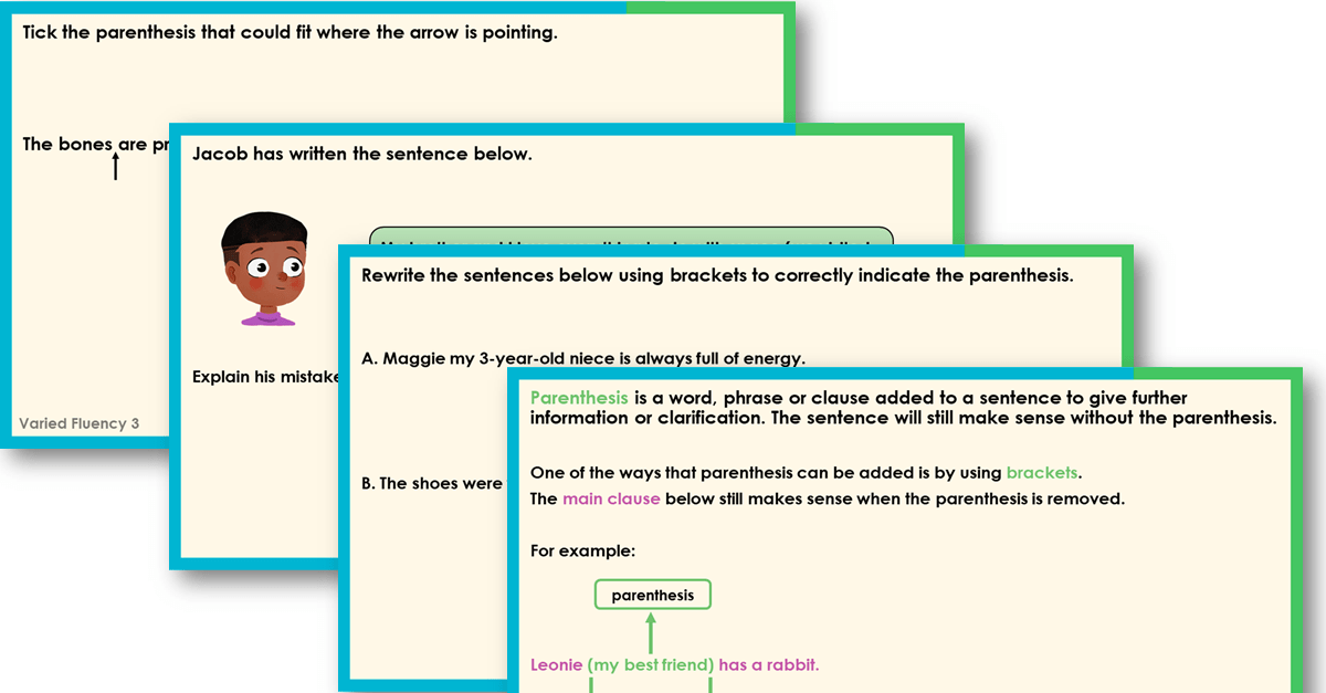 Year 5 Using Brackets to Indicate Parenthesis Lesson Classroom