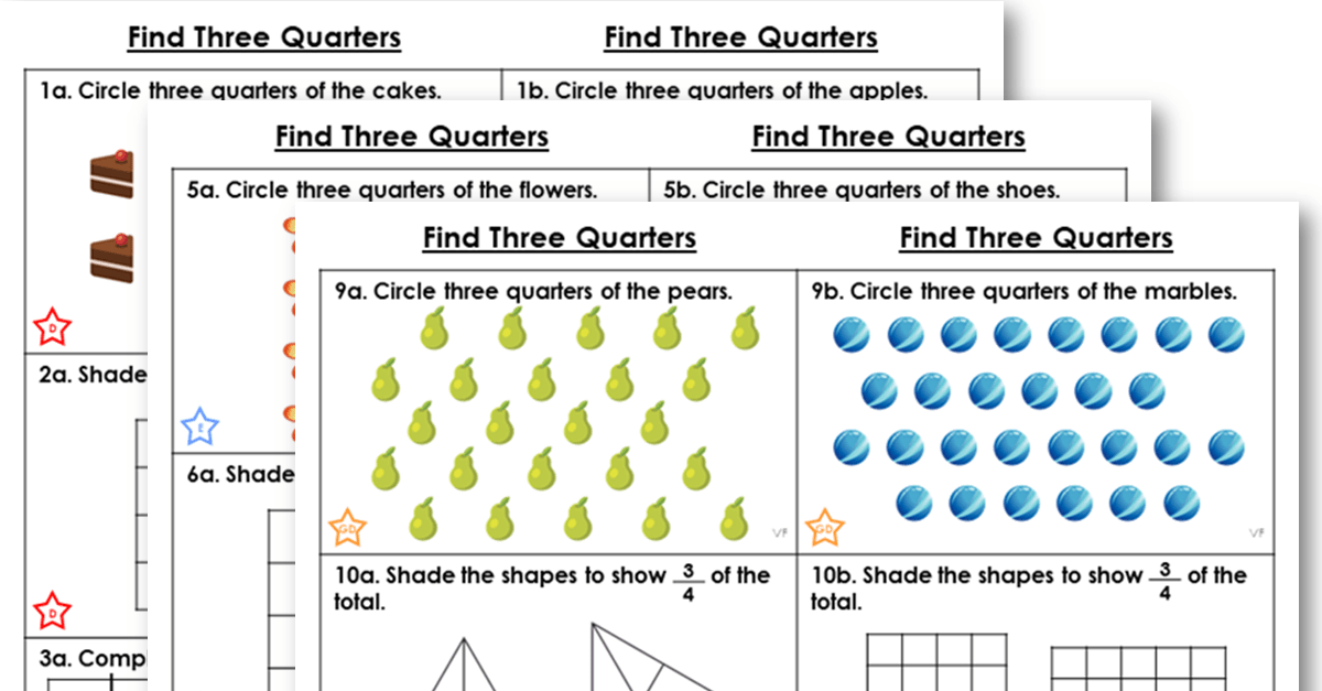 Year 2 Find Three Quarters Lesson Classroom Secrets Classroom Secrets