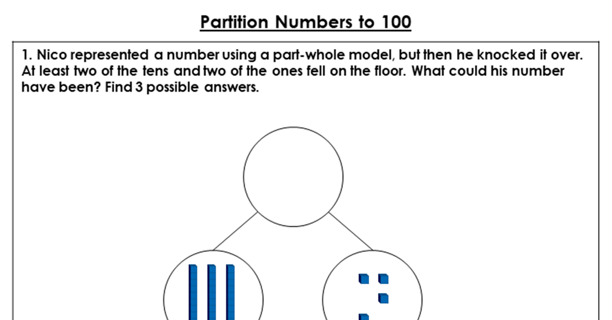 Partition Numbers to 100 Classroom Secrets Classroom Secrets