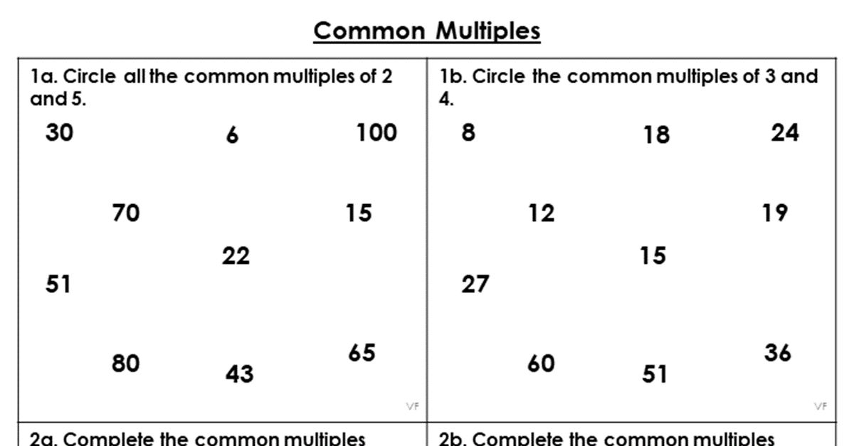 Common Multiples – Varied Fluency – Classroom Secrets | Classroom Secrets