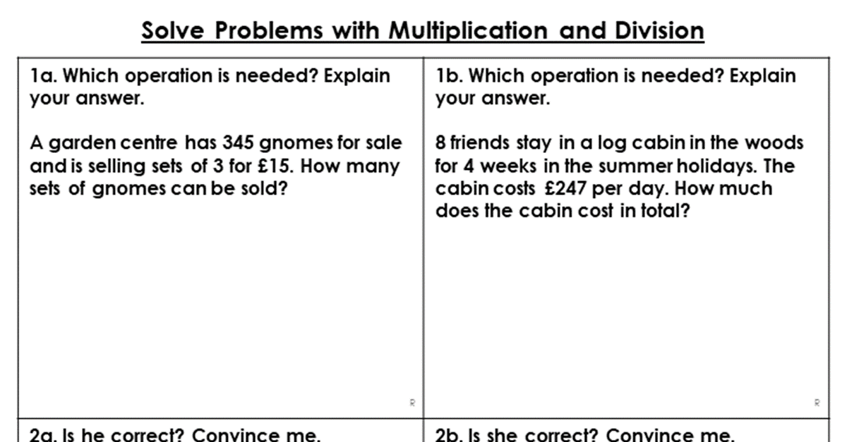Solve Problems with Multiplication and Division – Reasoning and Problem